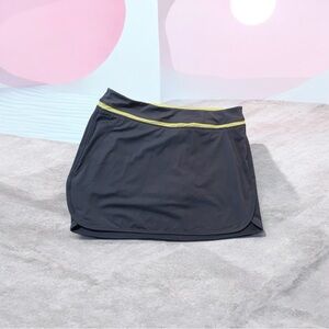Kiwi Kate Active Black Athletic Skort with Yellow Trim Large Athleisure Tennis